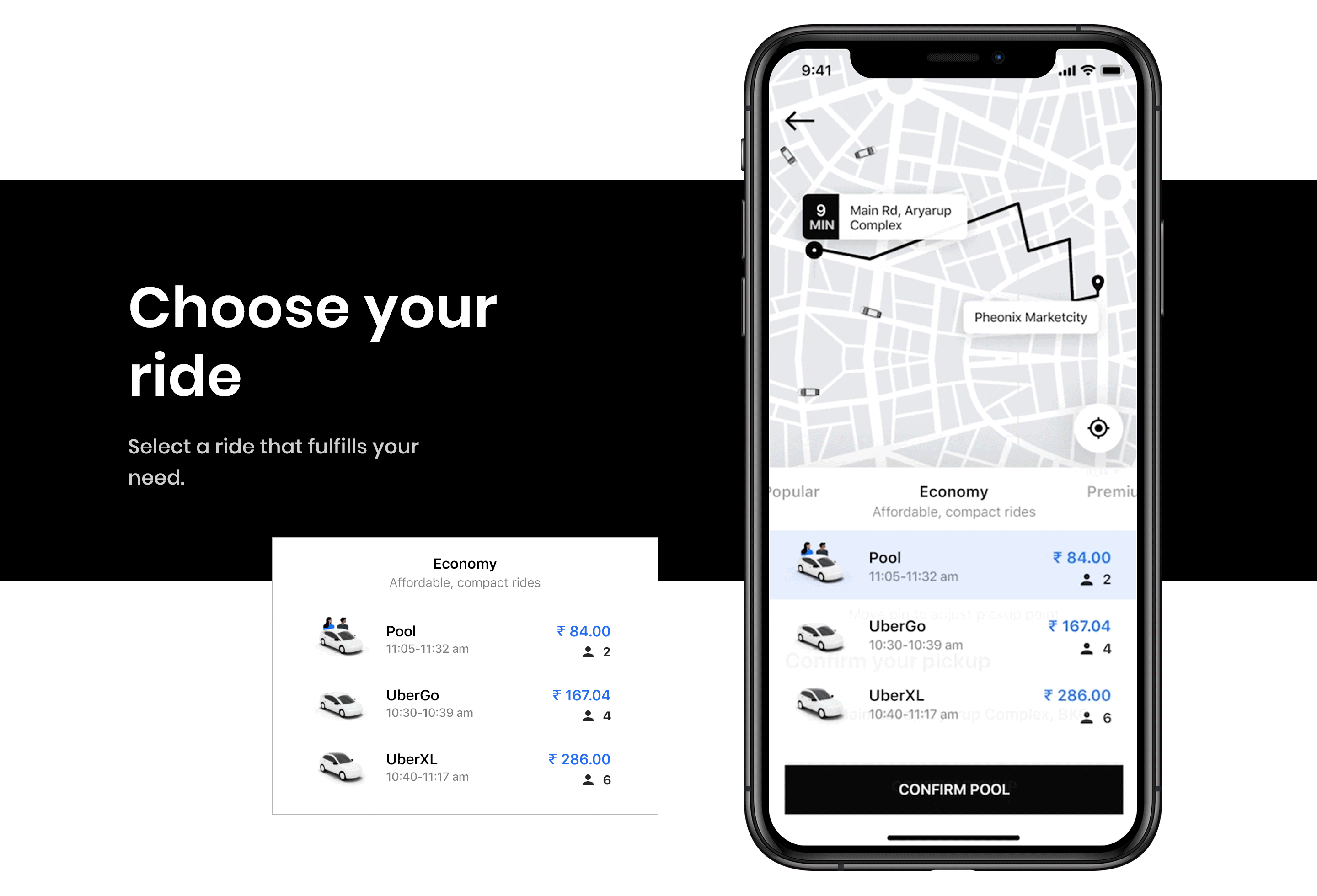 L'elegante interfaccia utente di Uber