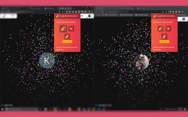 Google Meet Efectos visuales con Party Button
