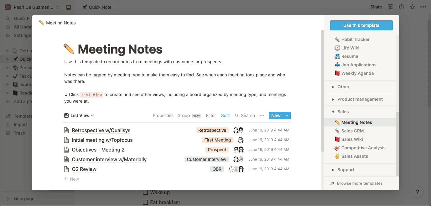 Notion - Meeting Notes