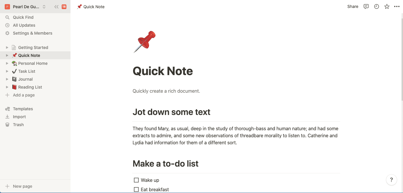 Notion - Quick Note