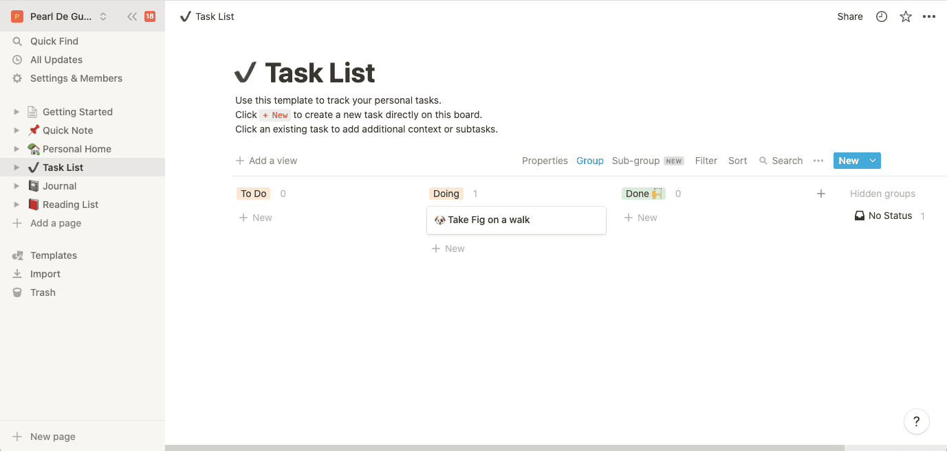 Notion Task List