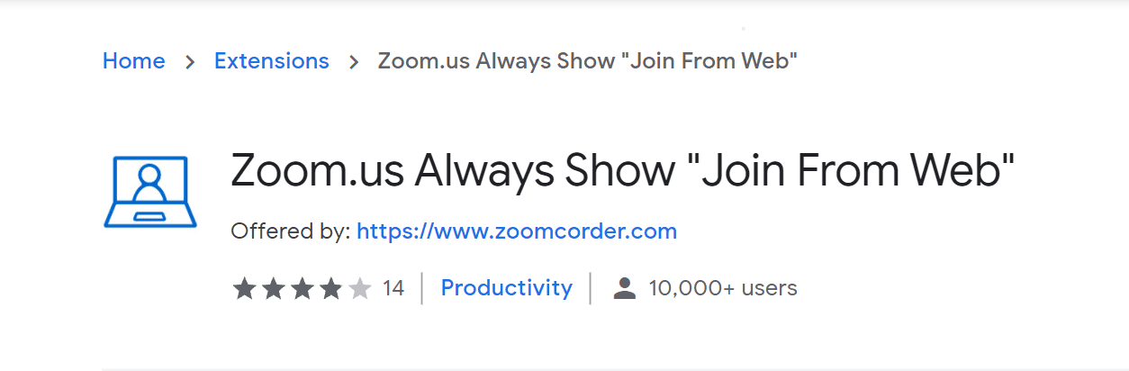 Zoom.us — розширення Google Chrome для Zoom