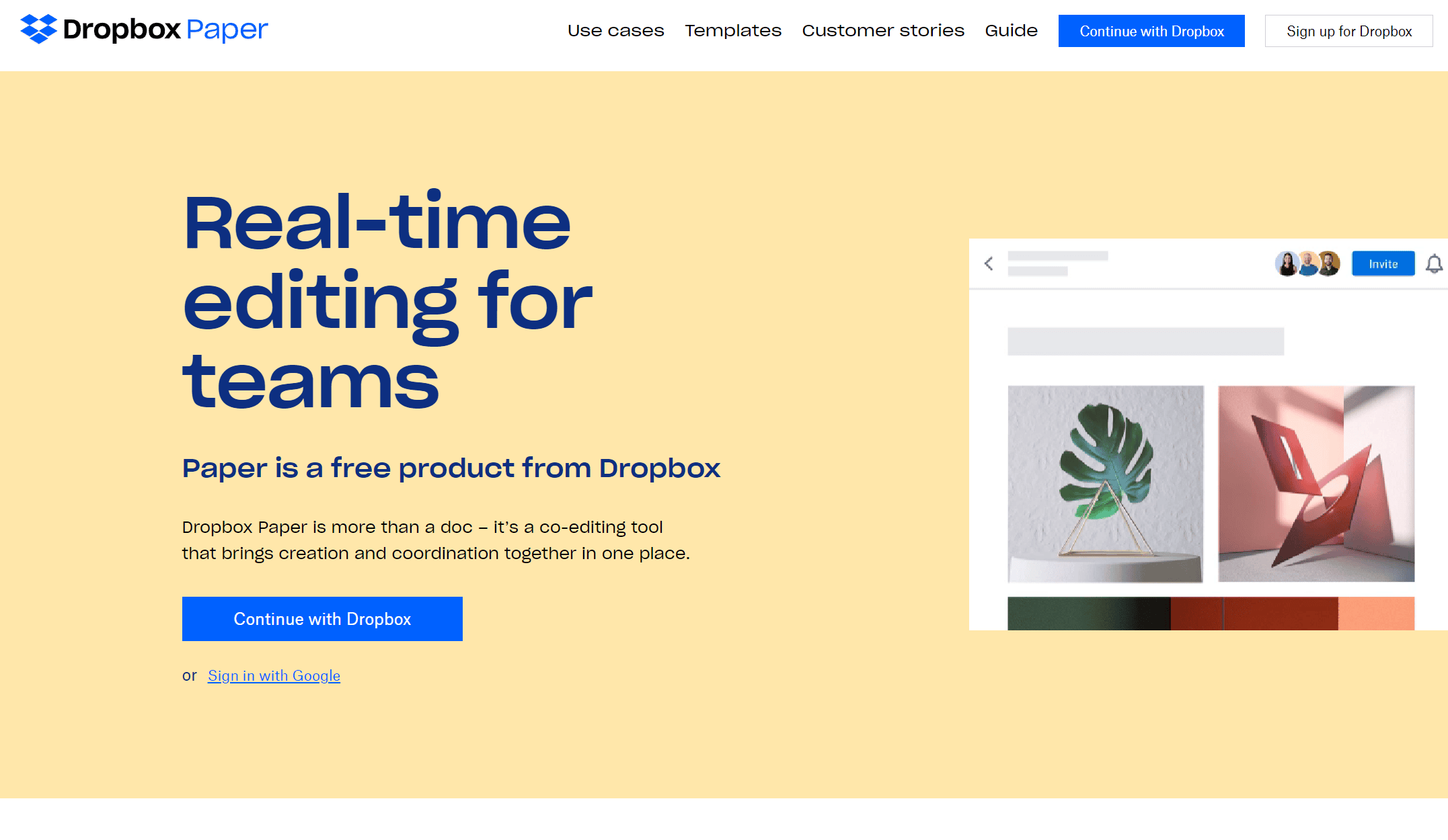 Ekran główny Dropbox Paper: edycja w czasie rzeczywistym dla zespołów.
