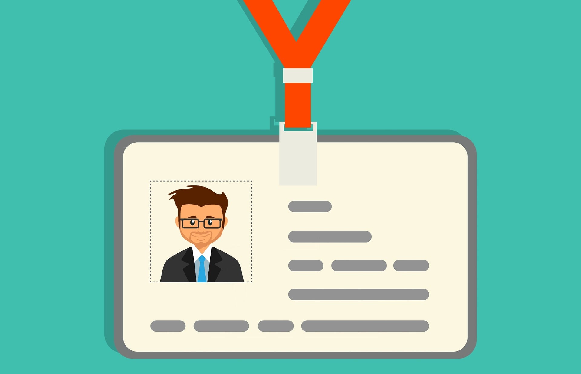 ilustração da identificação corporativa de um homem em um cordão