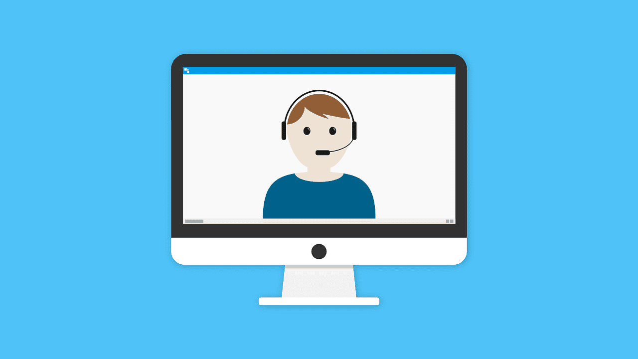 Illustration einer Person auf einem Computerbildschirm in einer Teambesprechung