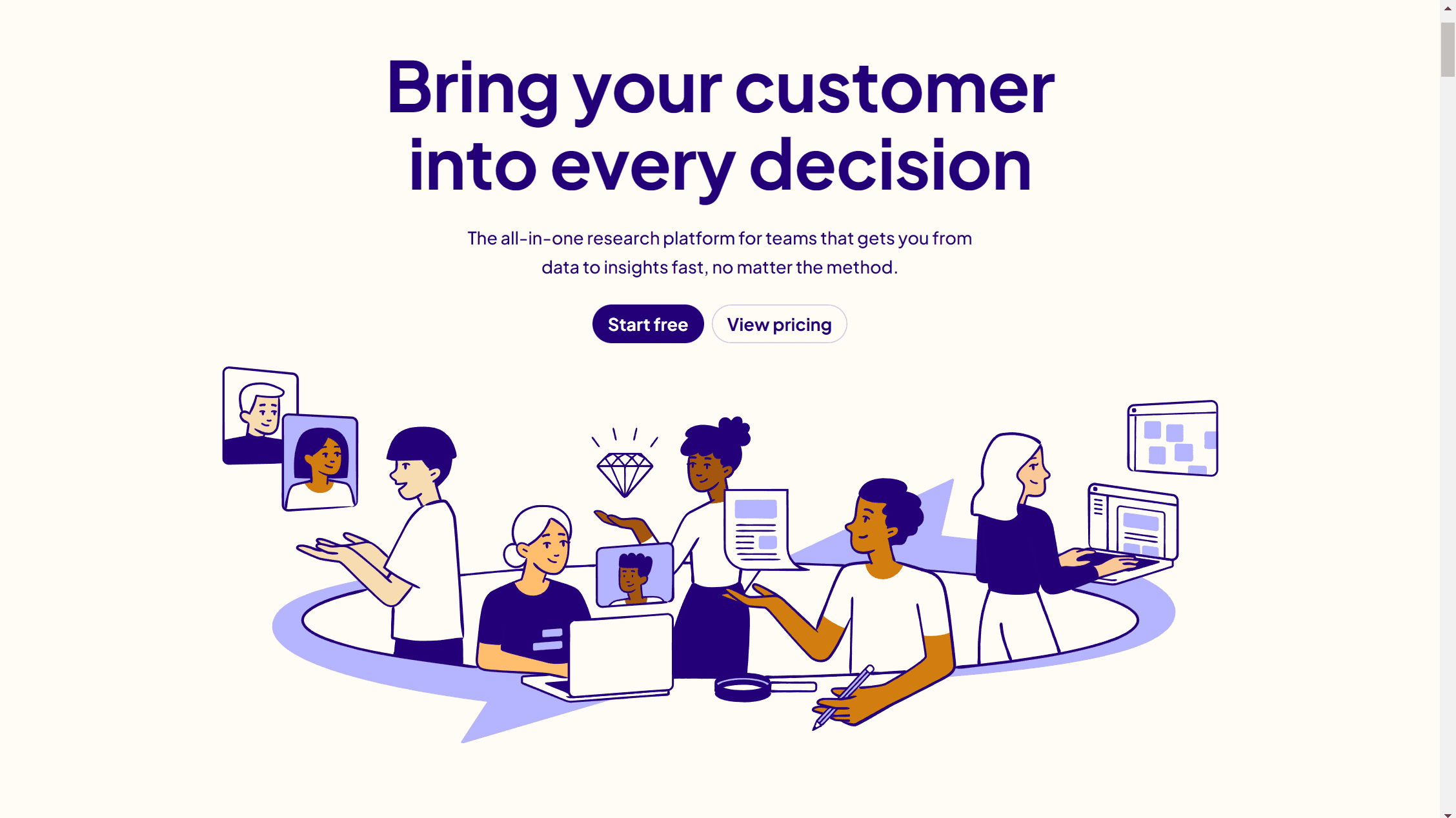 DovetailLa page d'accueil du site de l'UX, notre premier choix pour les outils de référentiel de recherche UX.