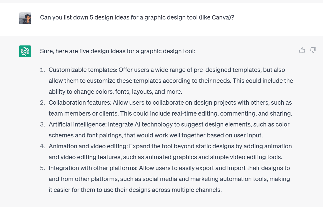 Gioca con ChatGPT per trovare idee di design