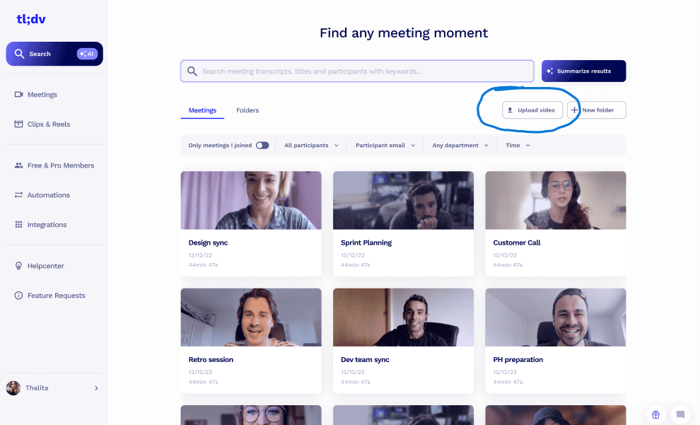 Haz clic en «Subir vídeo» para subir un archivo para transcribir.