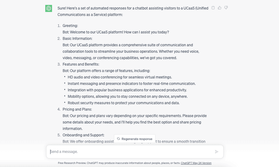 Screenshot from ChatGPT