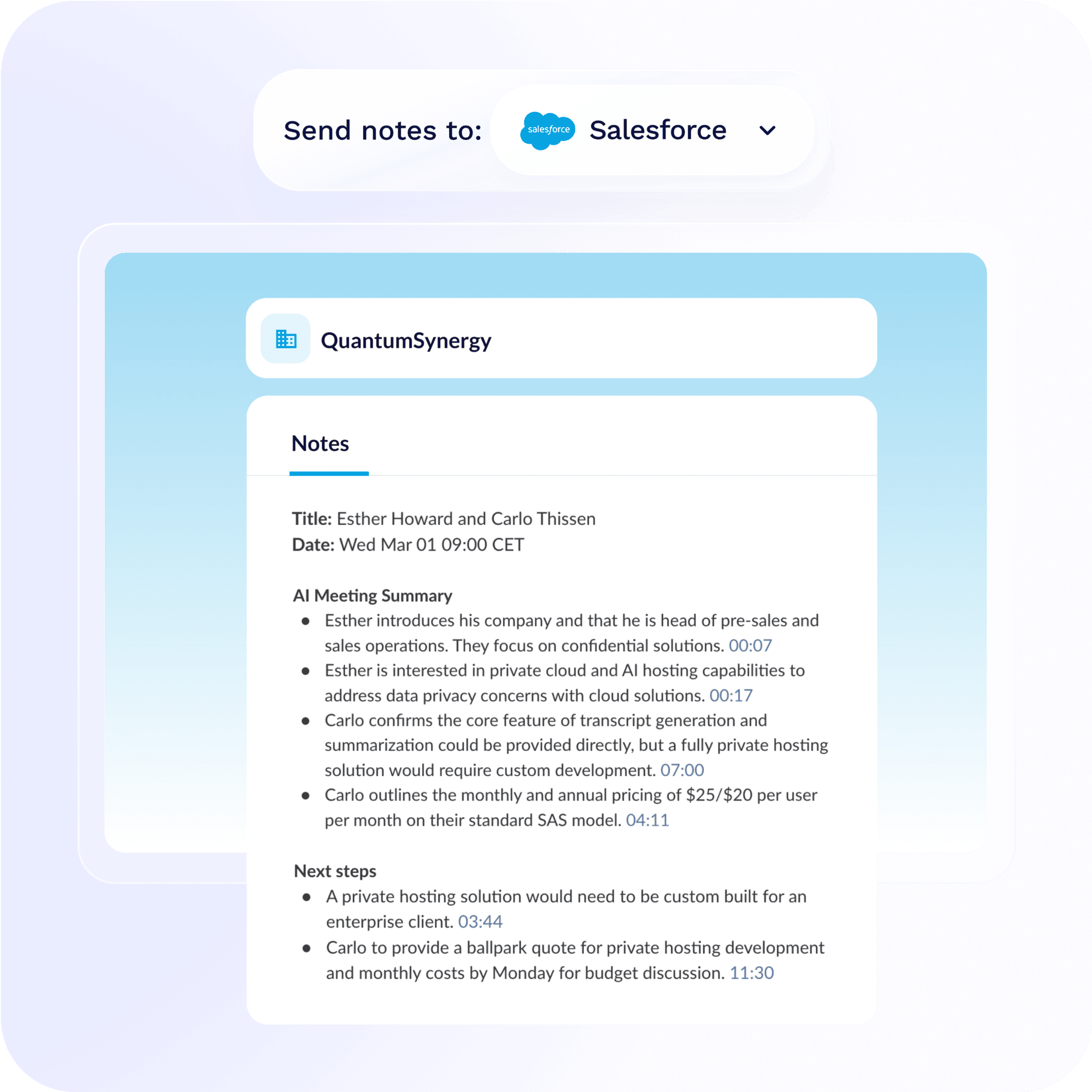 Send notes to CRM
