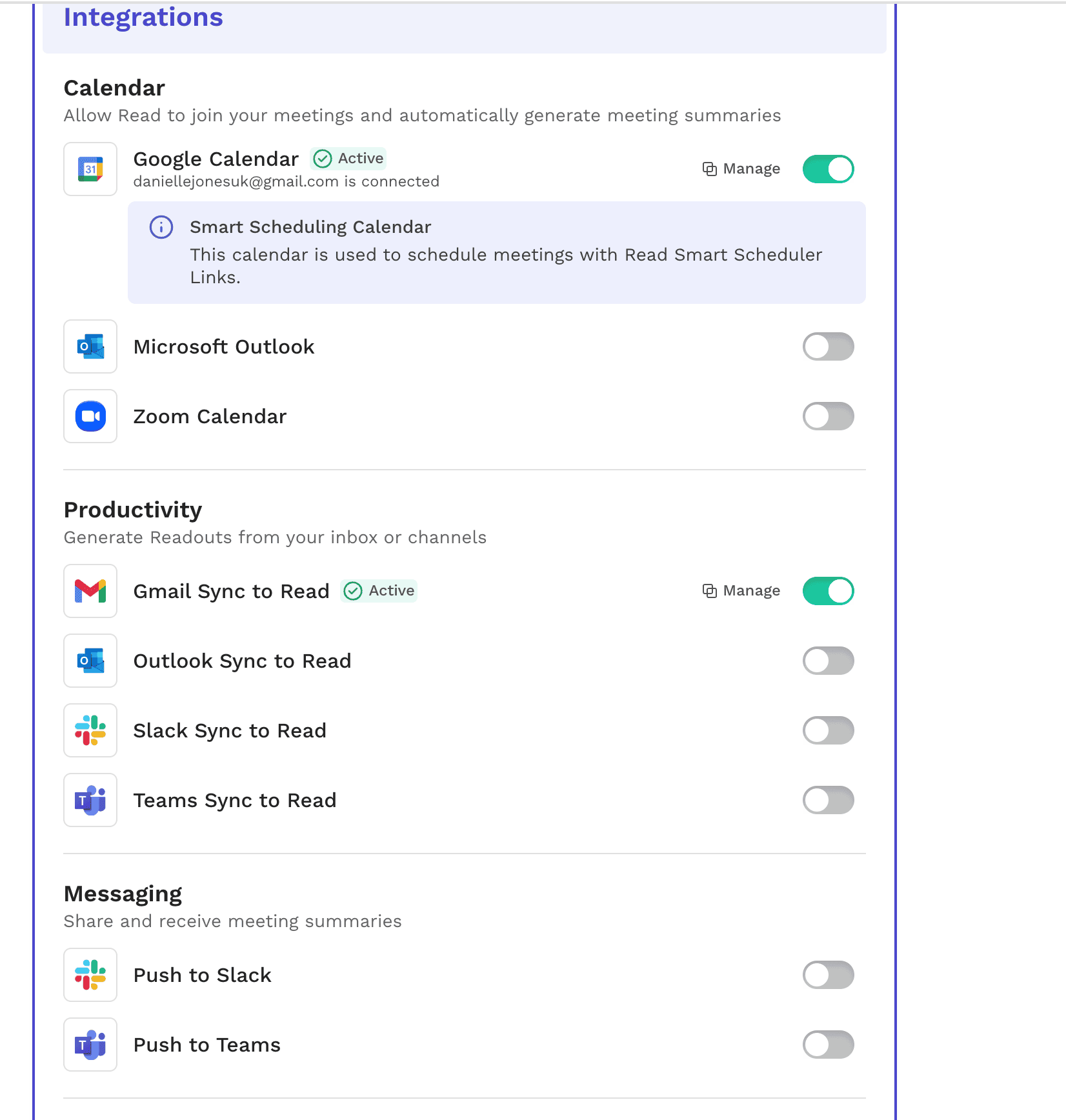 Read.ai integrations