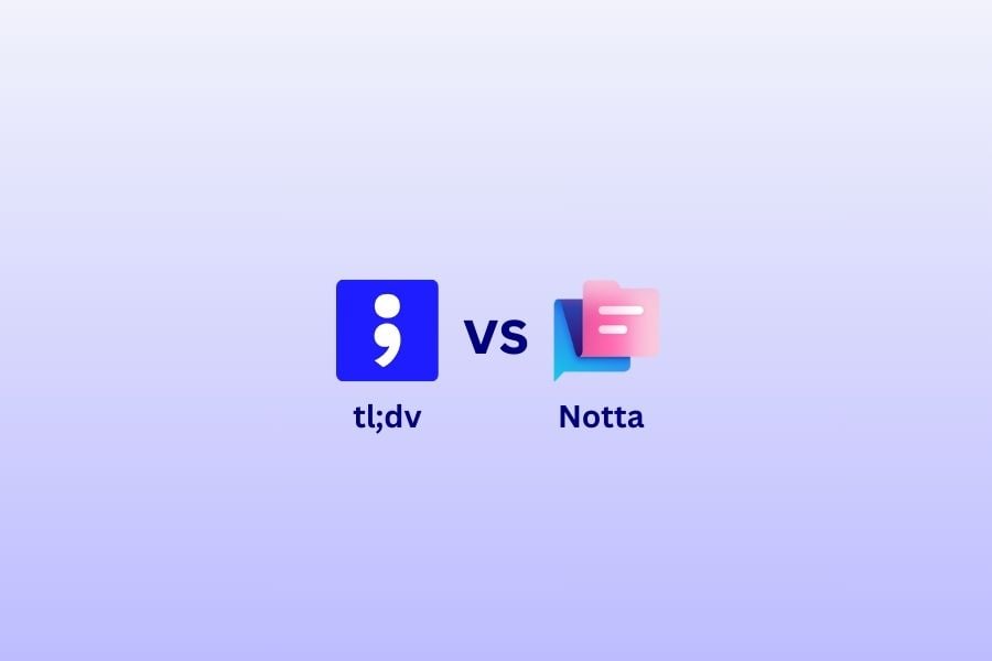 Logos von tl;dv und Notta im Vergleich nebeneinander