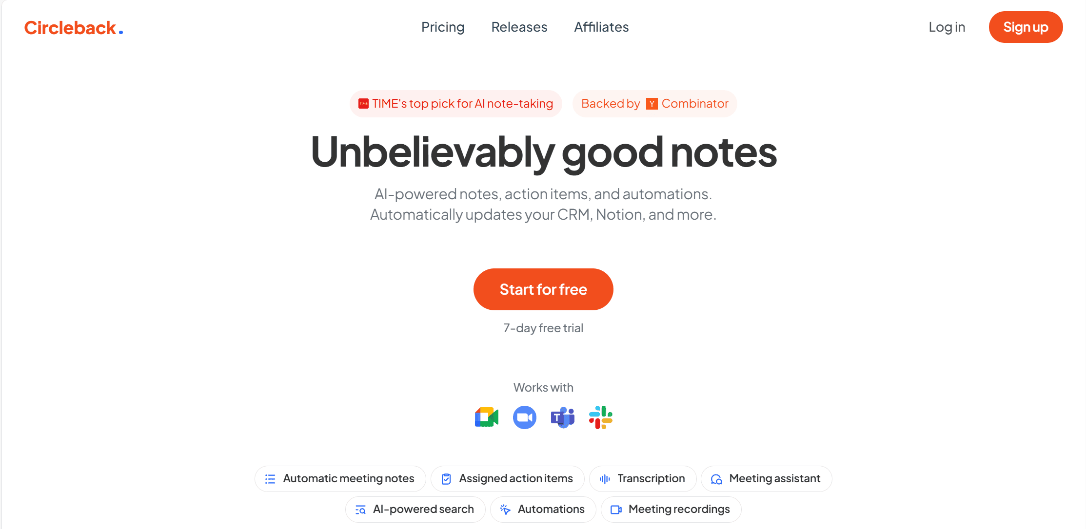 Circleback Homepage
