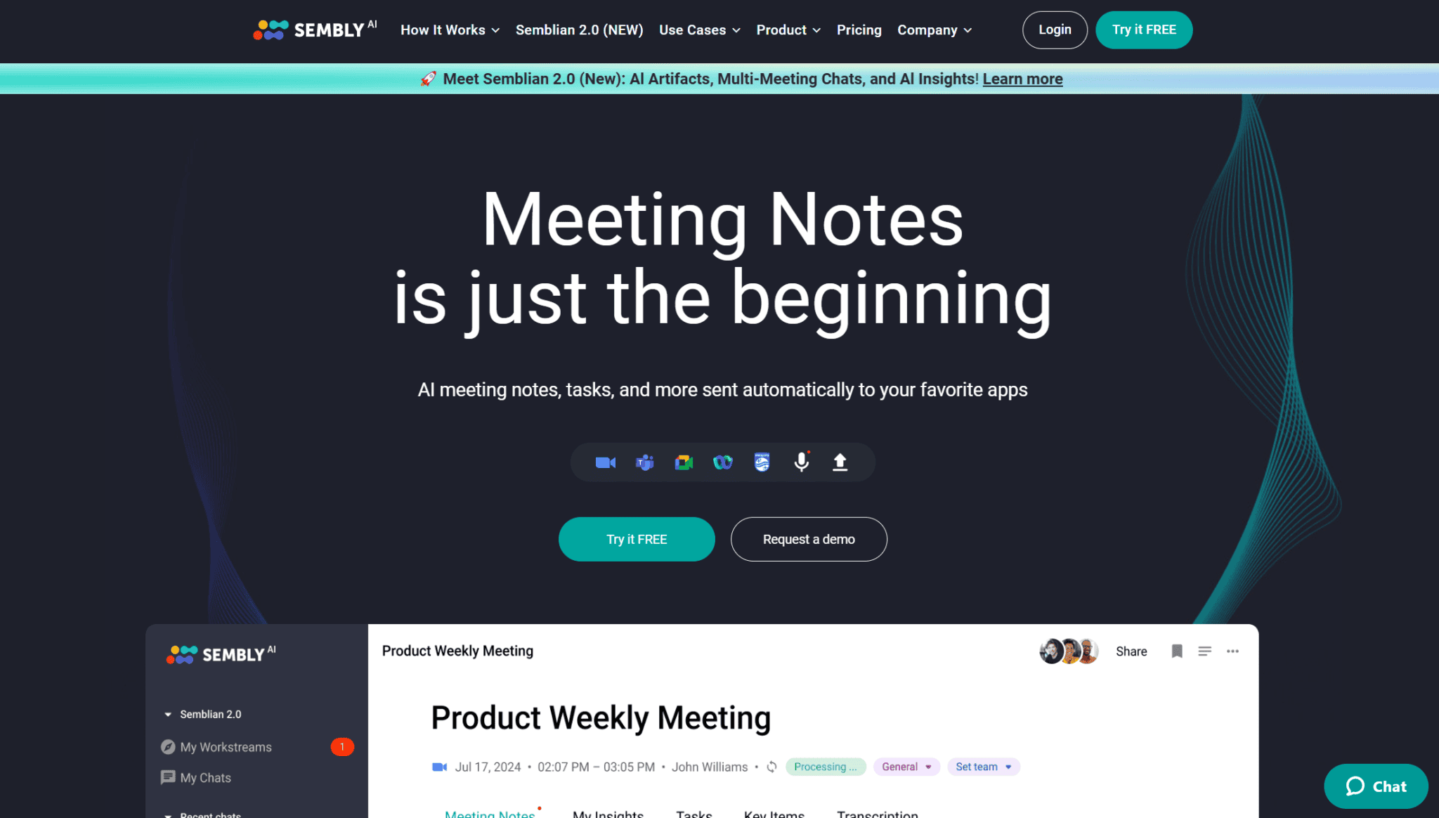 Homepage di Sembly AI