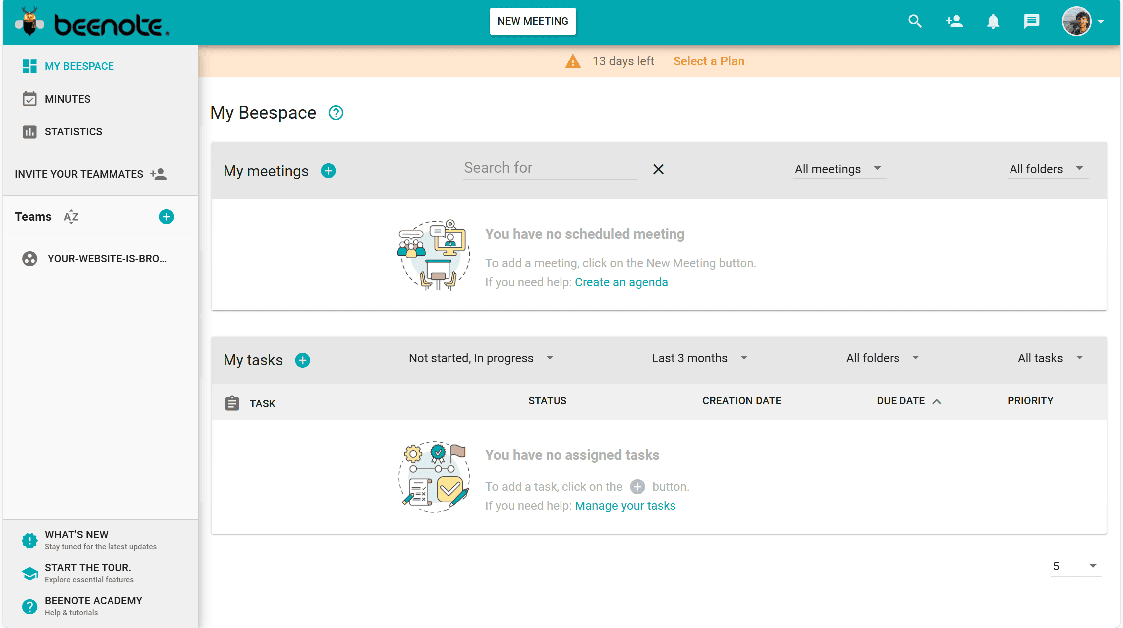 Beenote dashboard