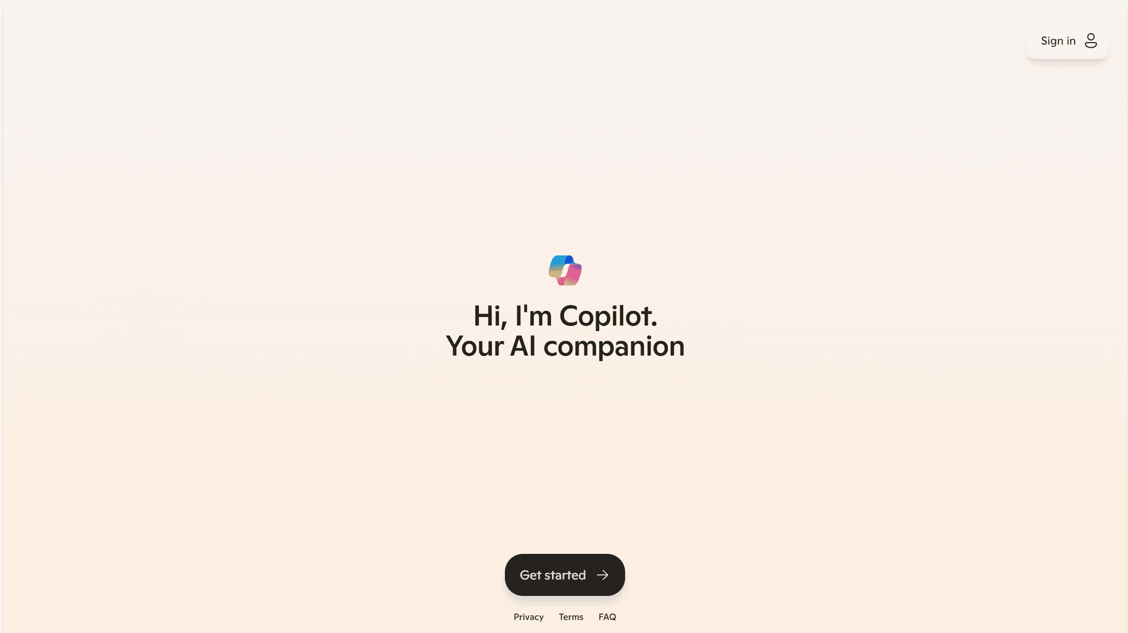 Página de inicio de Copilot