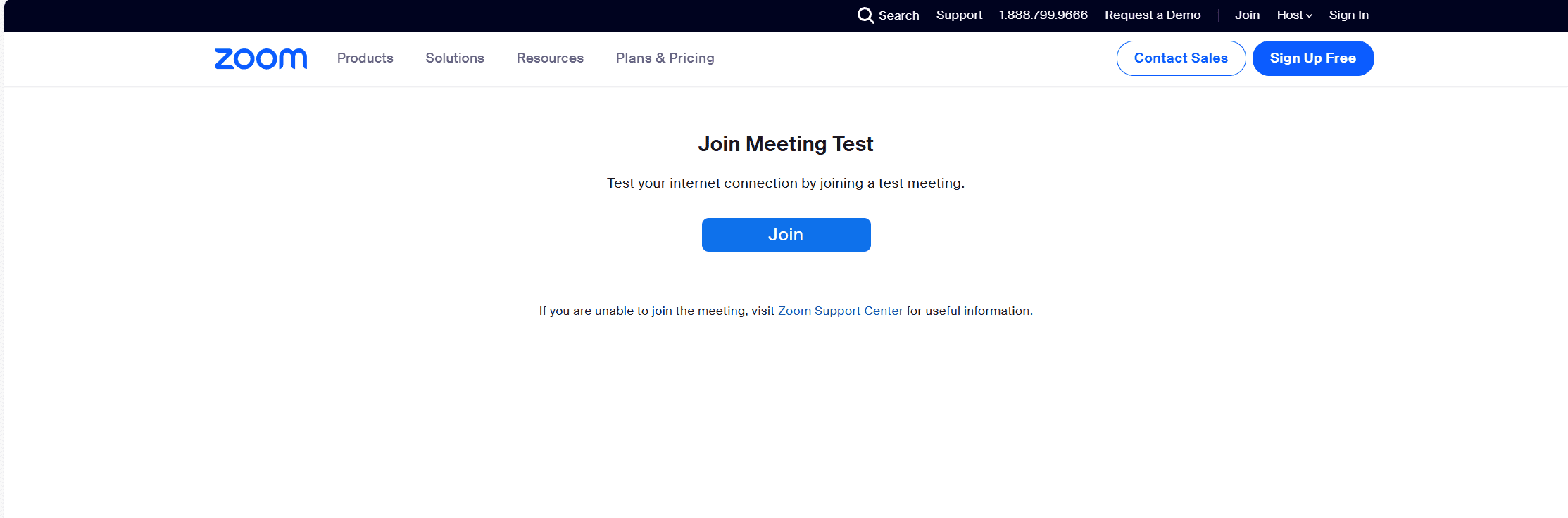 Zoomの独自のテスト通話ページ。