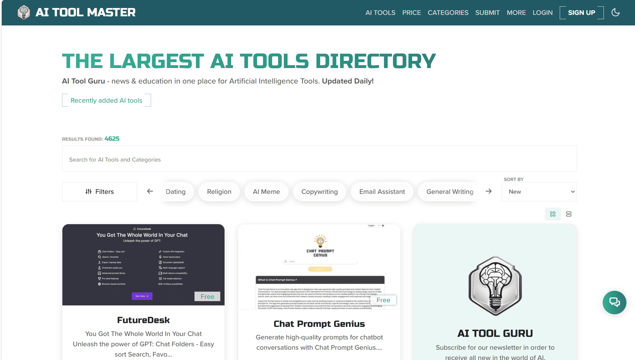 Homepage di AI Tool Guru