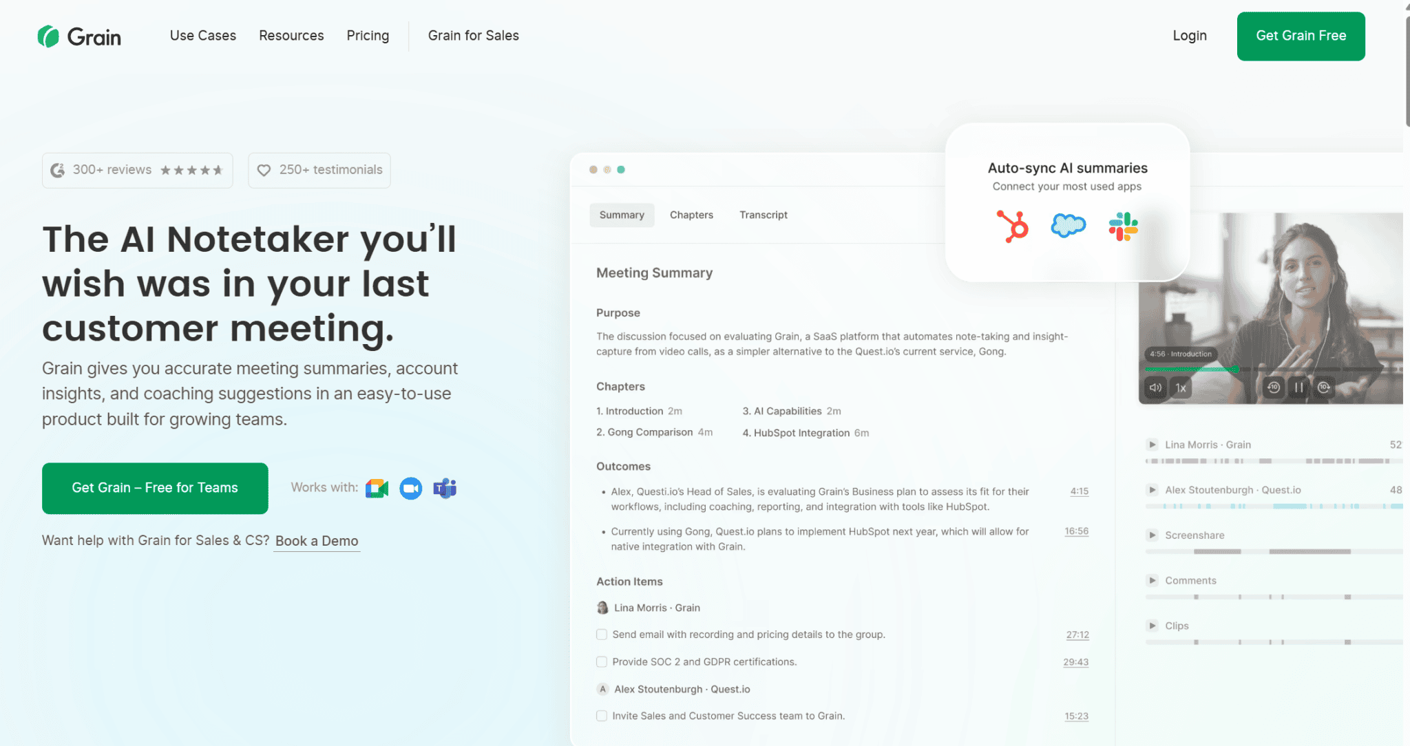 Grain's new homepage