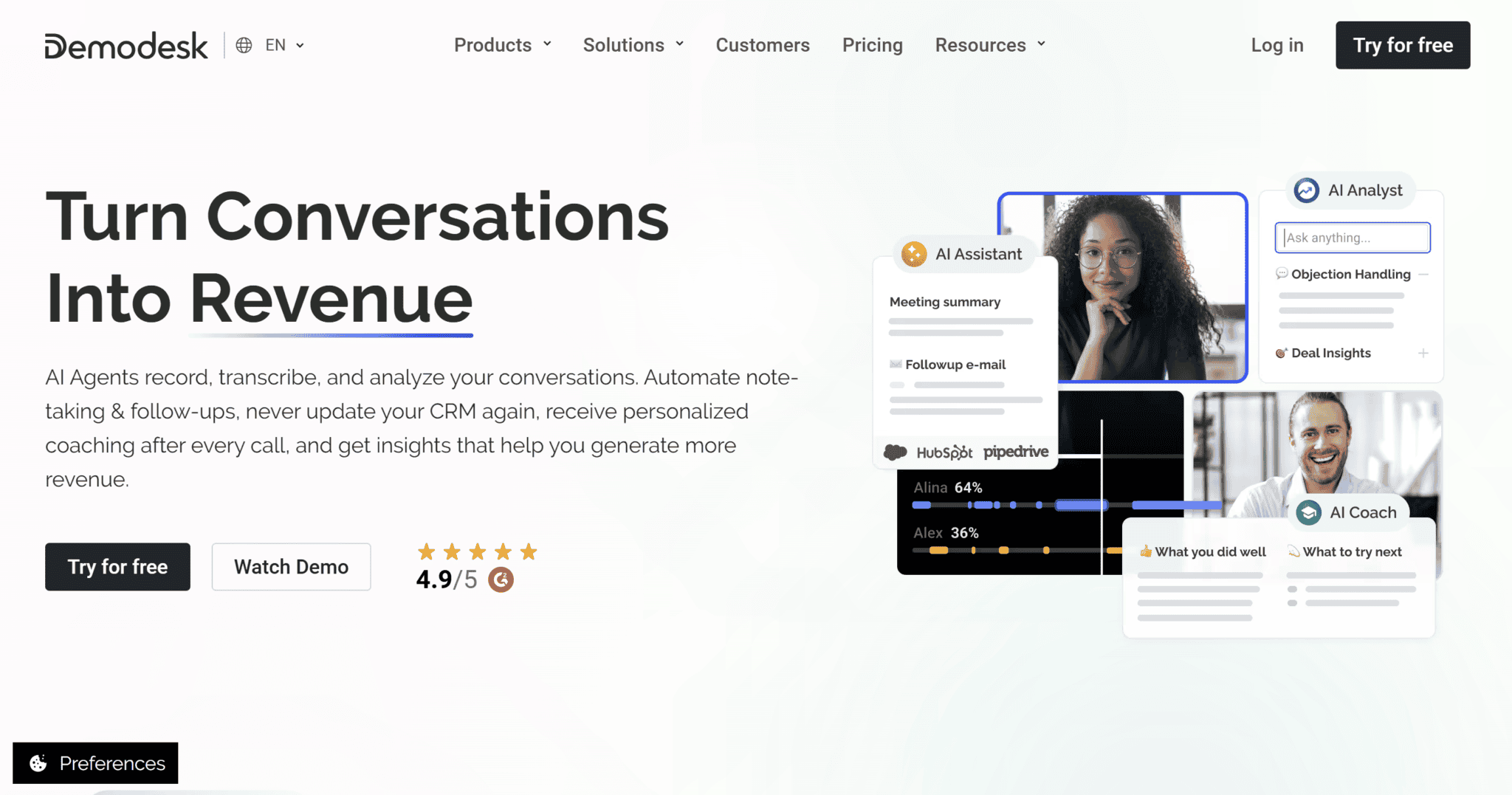 Demodesk homepage in July 2025