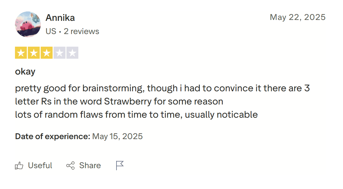 TrustpilotでCopilotのレビューがまた三つ星になりました。