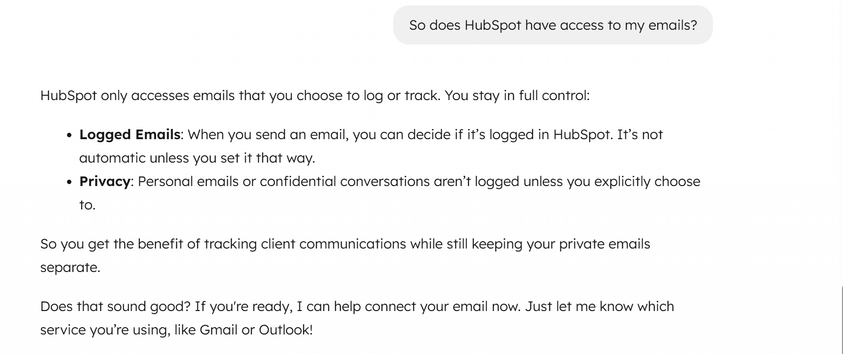 HubSpot onboardingt: ¿su integración con gmail le da acceso a mis correos electrónicos?