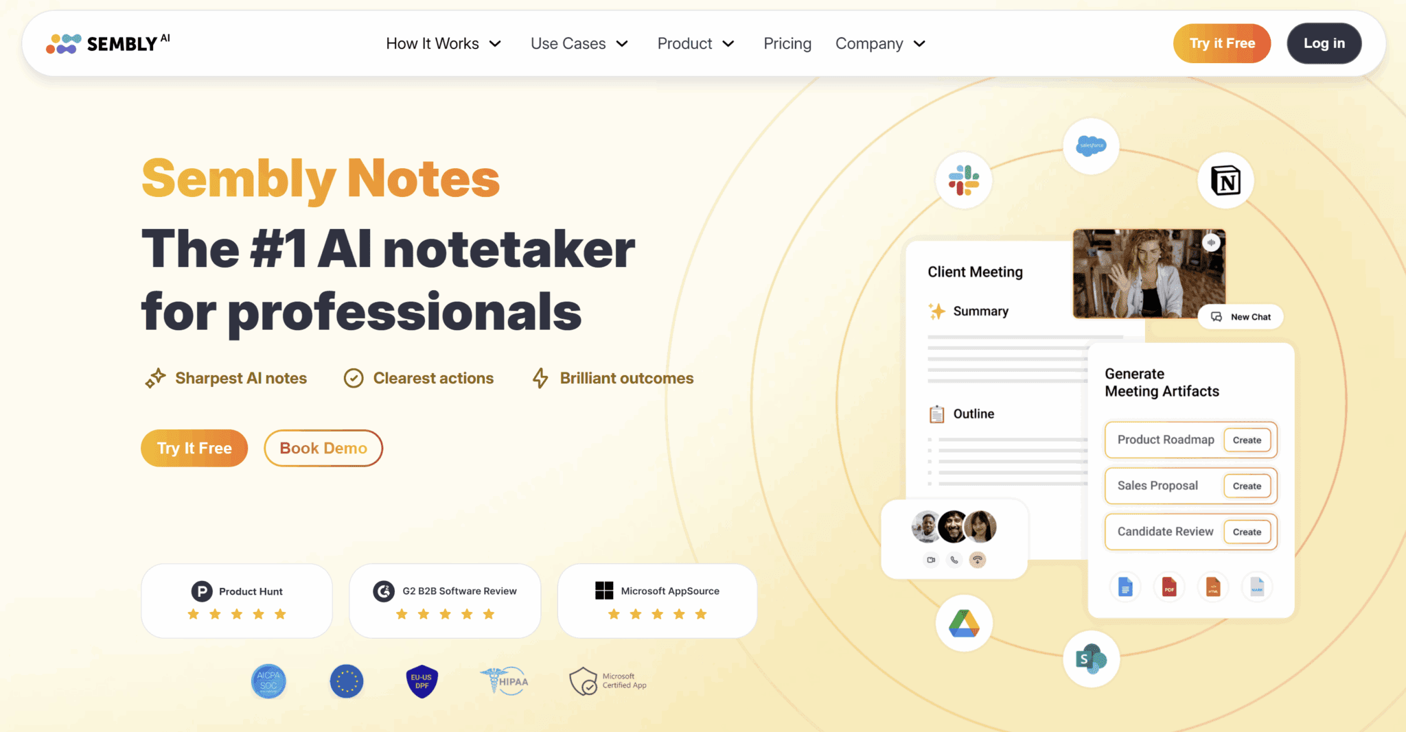 Homepage di Sembly AI nell'ottobre 2025