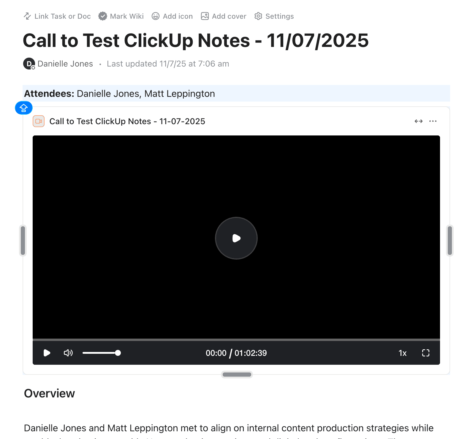 Appunti delle riunioni ClickUp