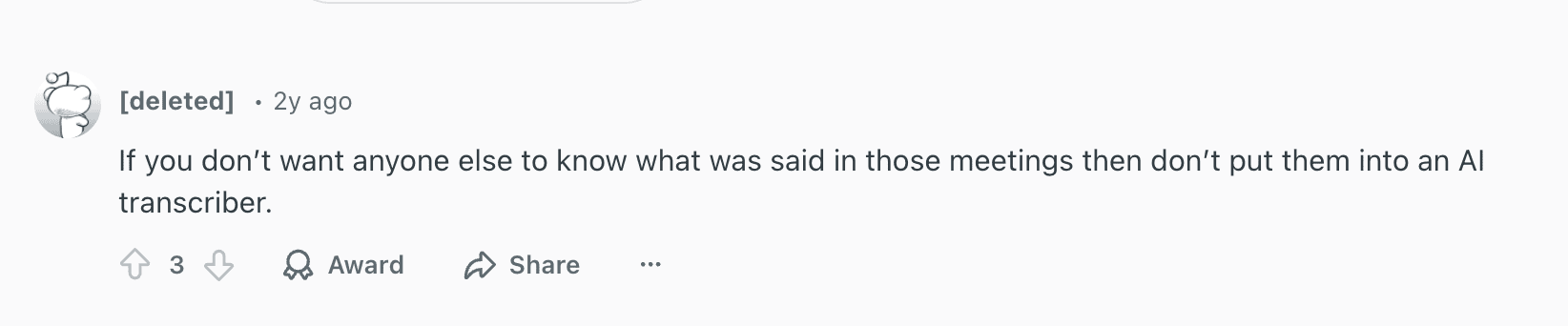 AI and privacy quote from reddit