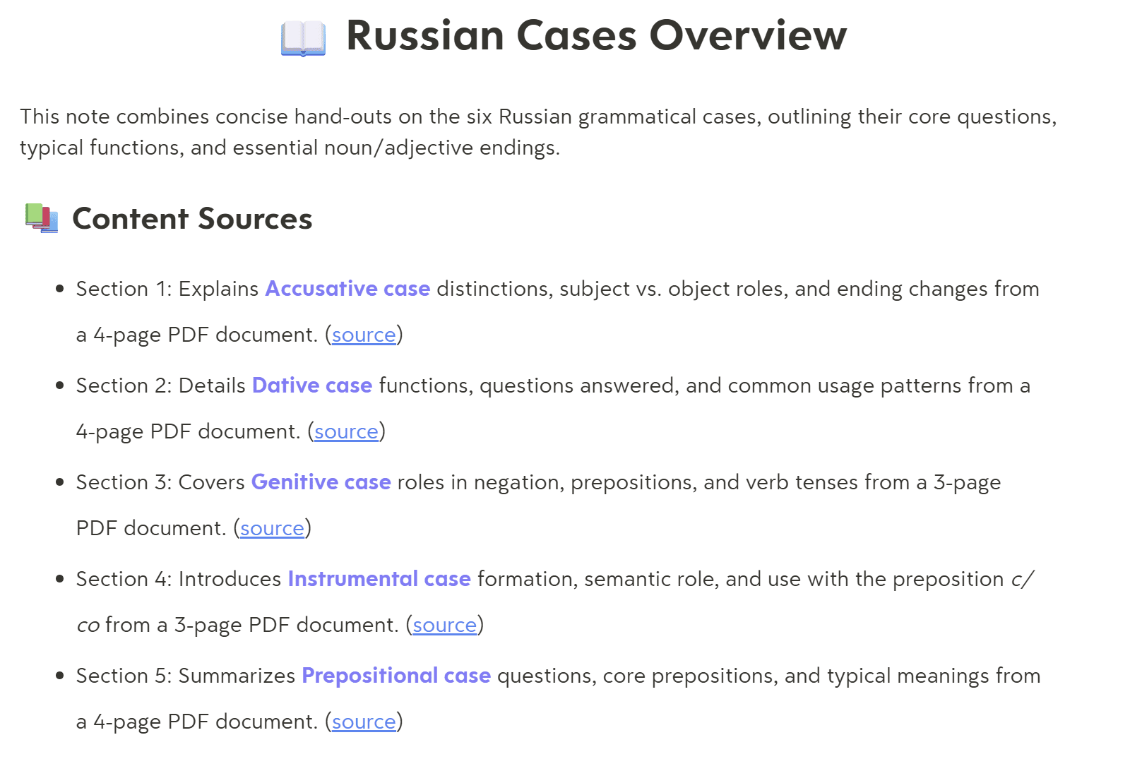Структуровані нотатки, створені за допомогою Turbo AI на основі завантаженого PDF-файлу, що демонструють вищу точність порівняно з аудіотранскрипцією.