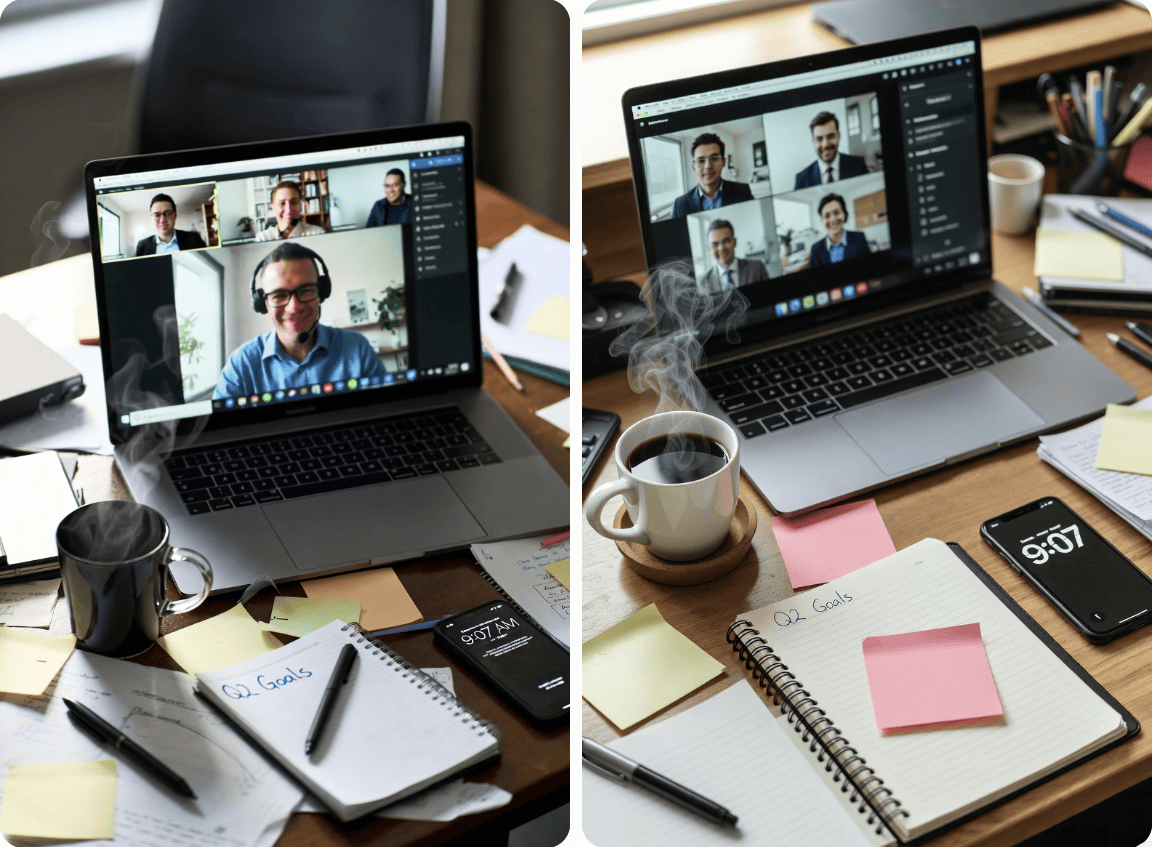 Grok's successful 2026 image generation, providing two realistic office scenes that perfectly match the prompt's specifications.