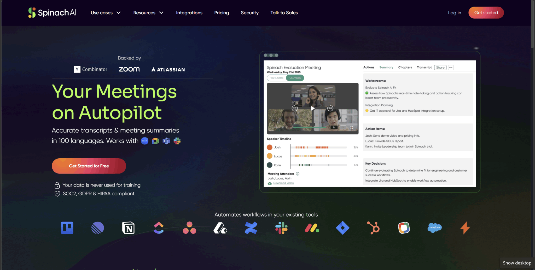 Spinach AI homepage as of 26th March 2026