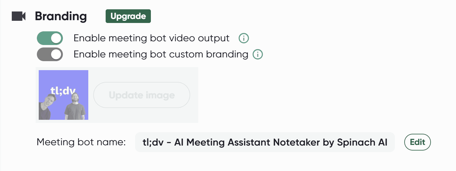 Spinach AI's branding: they choose a photo for you unless you pay.