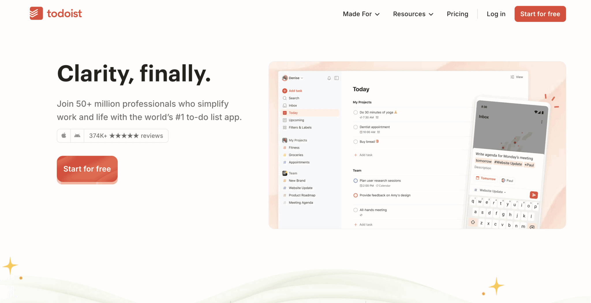 Imagem principal do Todoist 2026: Ferramenta de produtividade em vendas