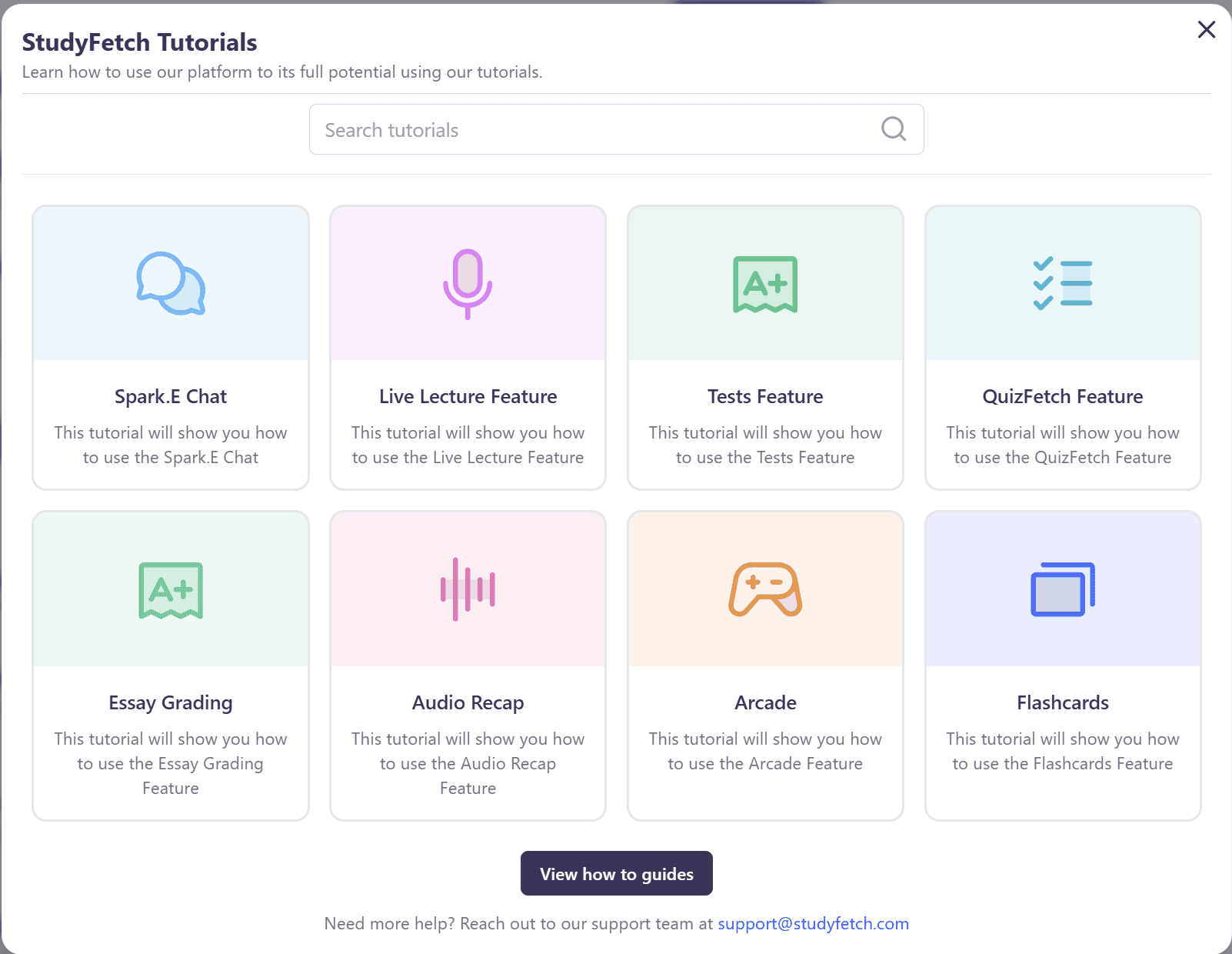 Знімок екрана з навчальними матеріалами StudyFetch