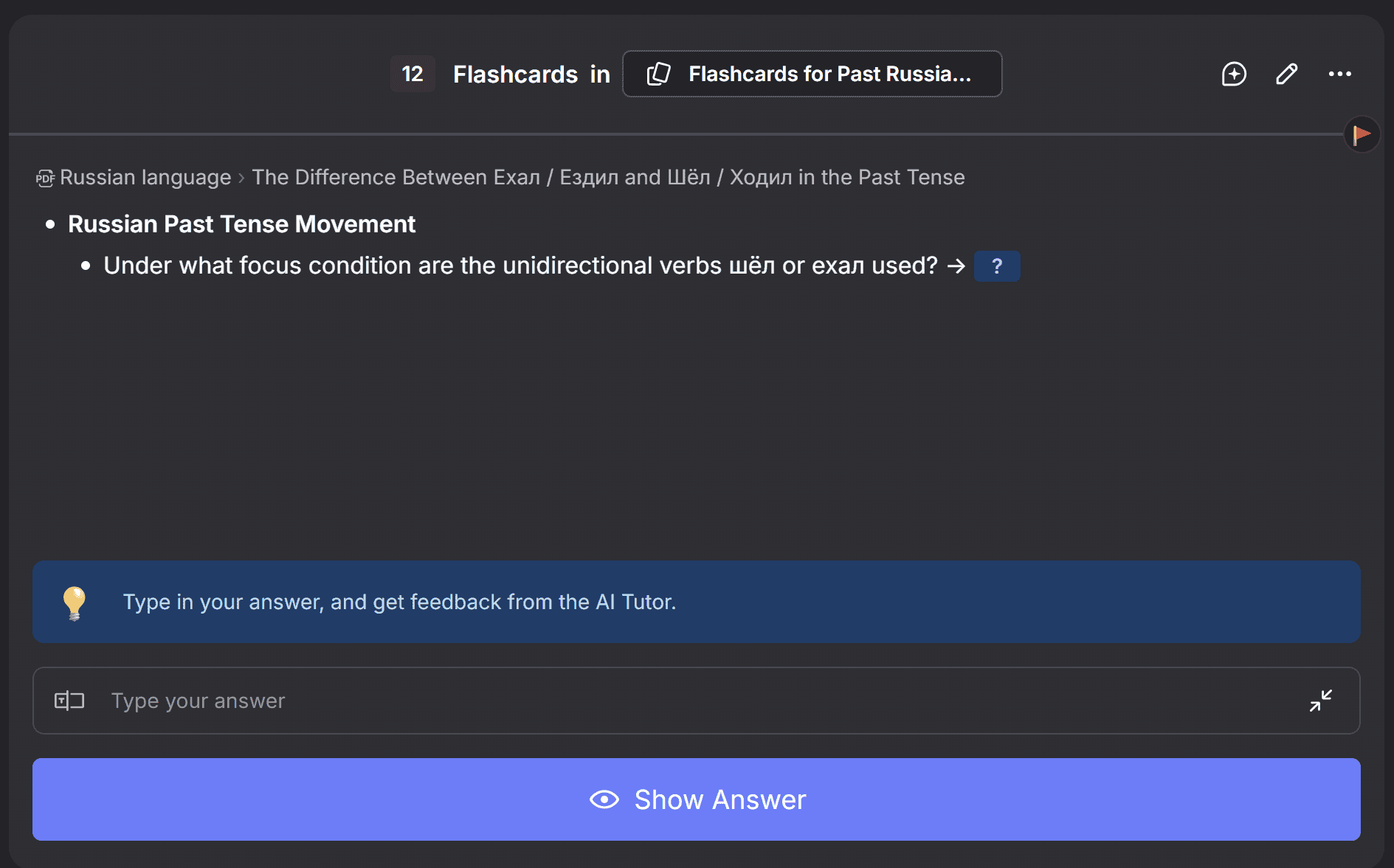 RemNote's flashcards also had an AI tutor that could review my answers.
