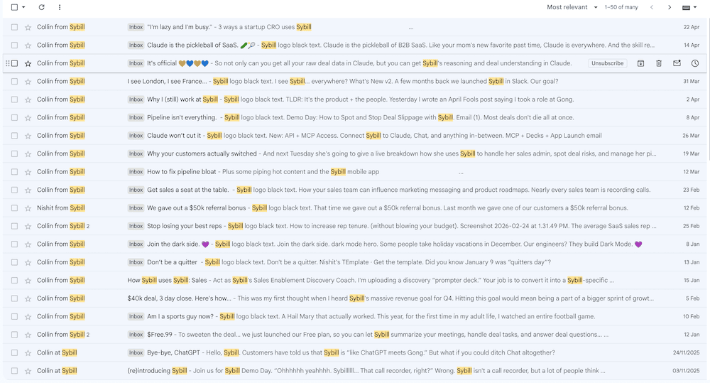 Collin from Sybill clogging up my inbox