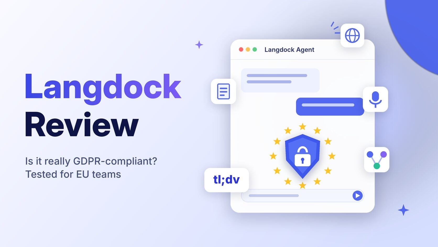 Langdock review: AI chat window with an EU GDPR shield and a tl;dv tile