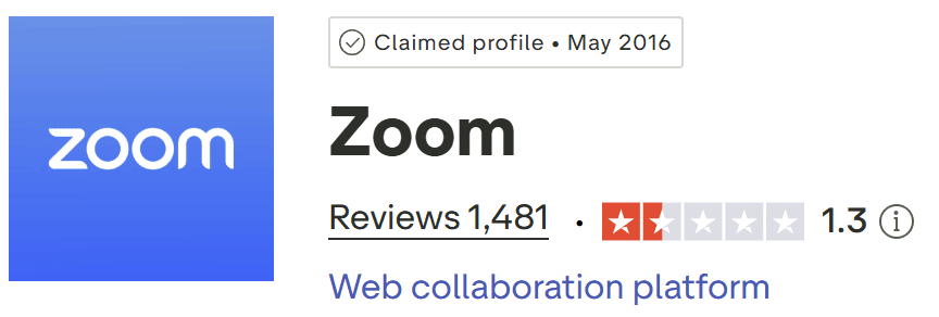 Opiniones de Zoom en TrustPilot.