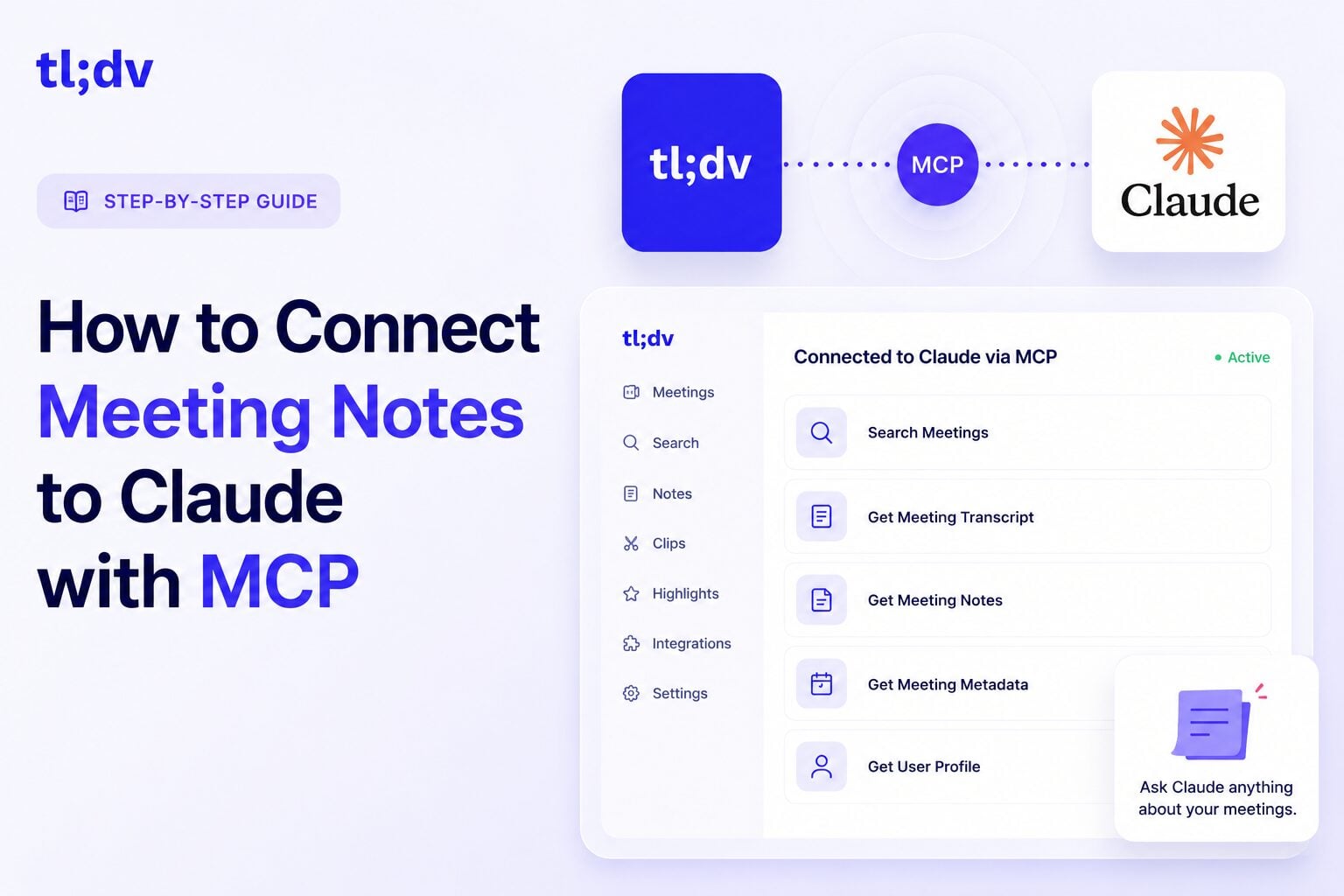How to connect meeting notes to Claude with MCP using tl;dv