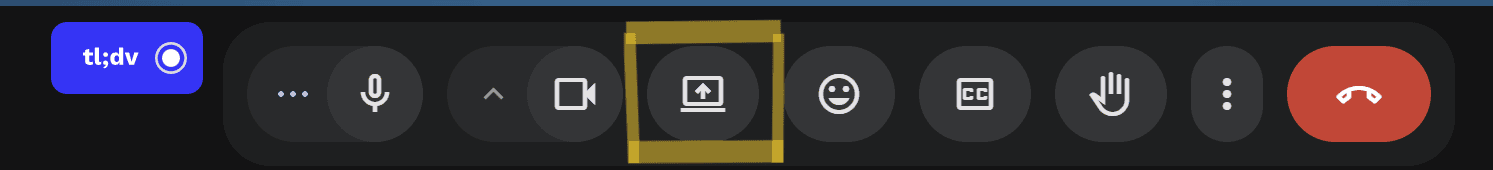 Present now button on Google Meet