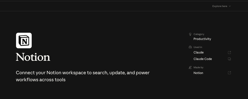 Notion connector in Claude Connectors Directory