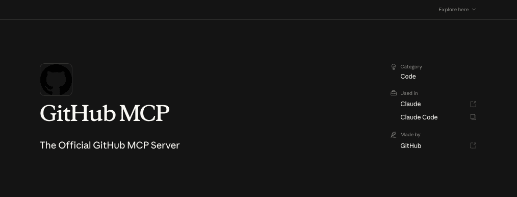 GitHub MCP connector in Claude Connectors Directory