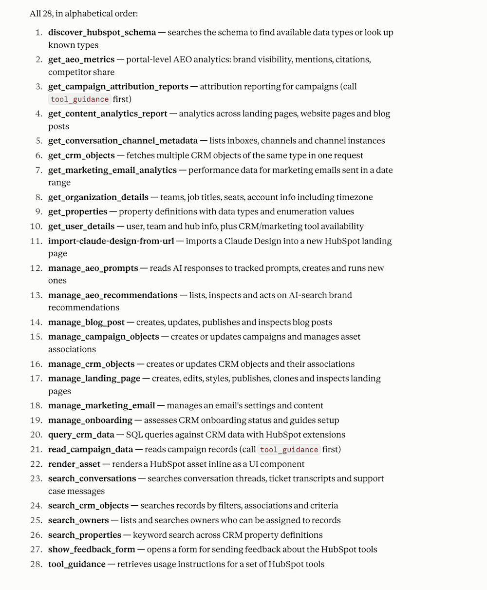 HubSpot 28 tools