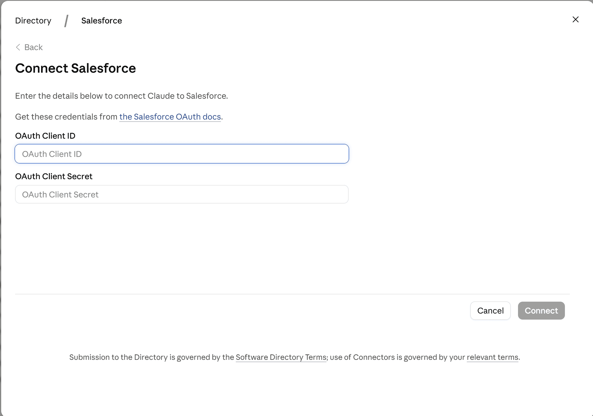 Salesforce MCP requires OAuth