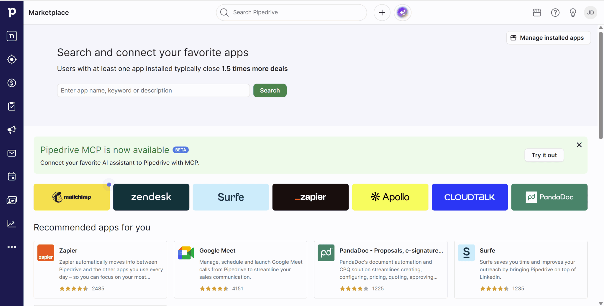 Pipedrive Marketplace screenshot