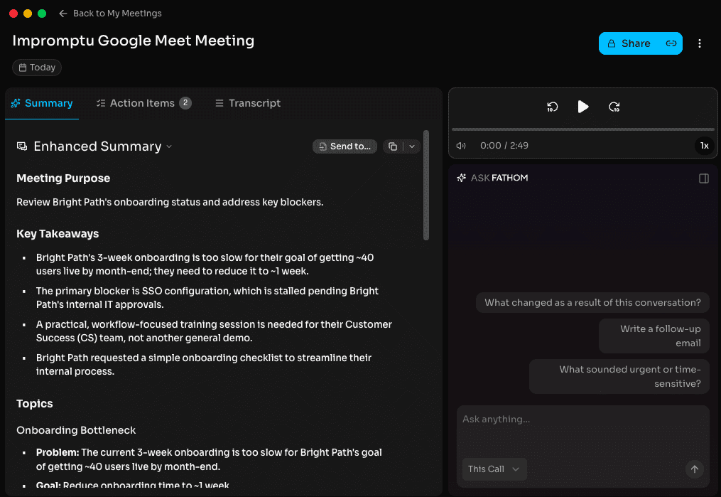Fathom meeting summary