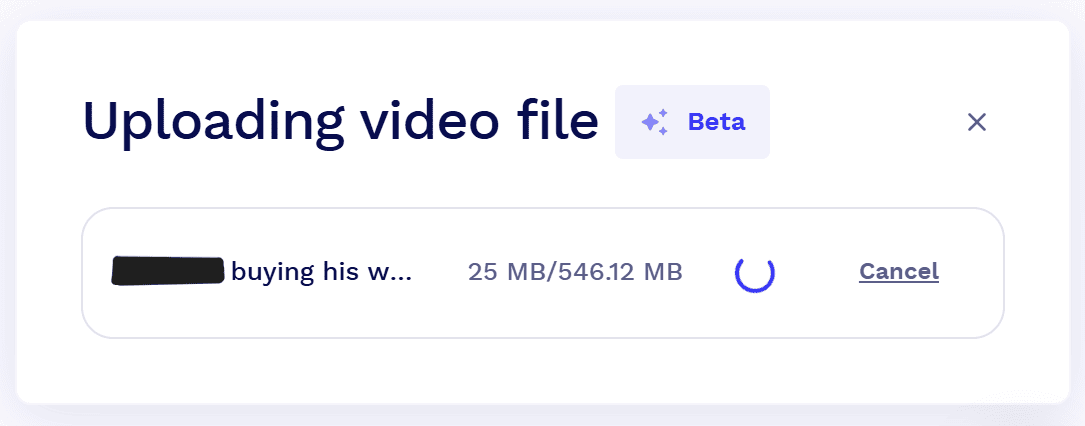 tl;dv's upload a file is processing.
