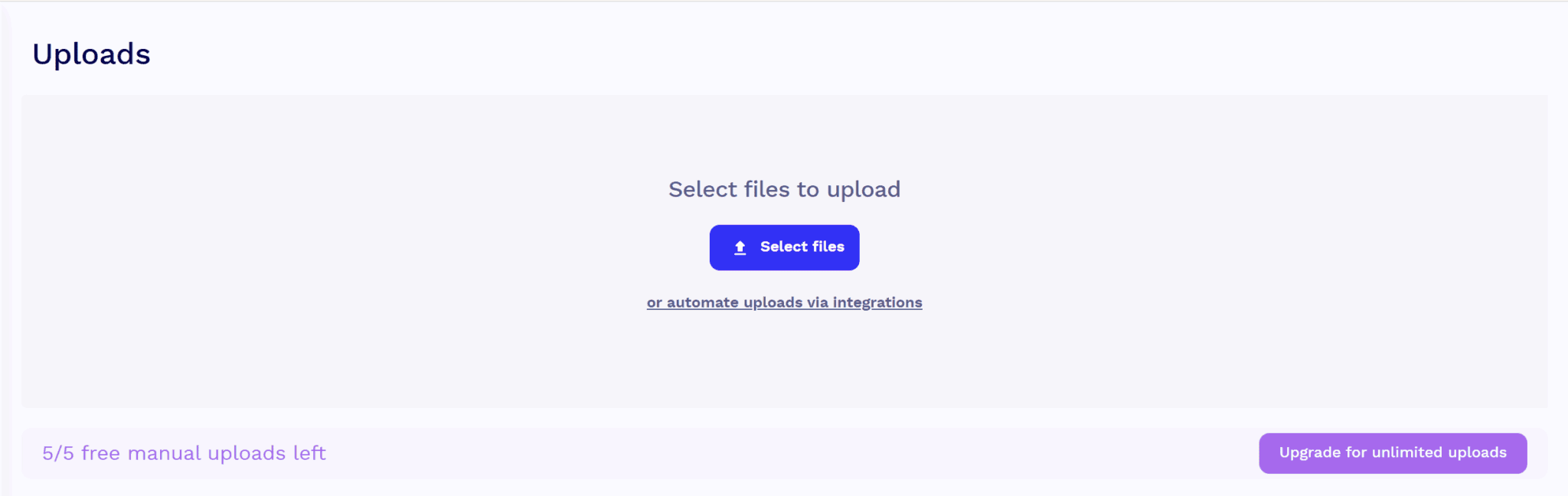 tl;dv Uploads page